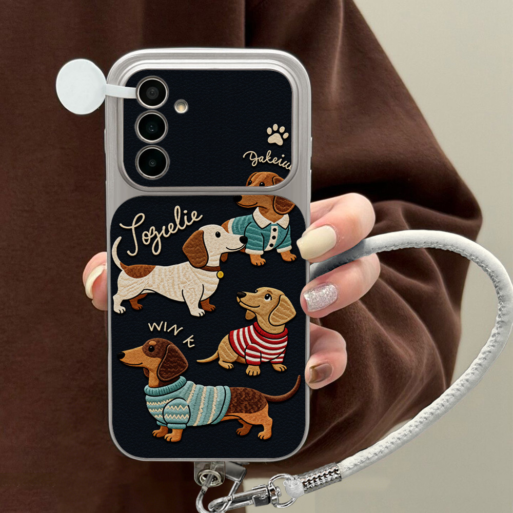 Cartoon Dachshund Phone Case F - Camera Strap Leather recension och pris