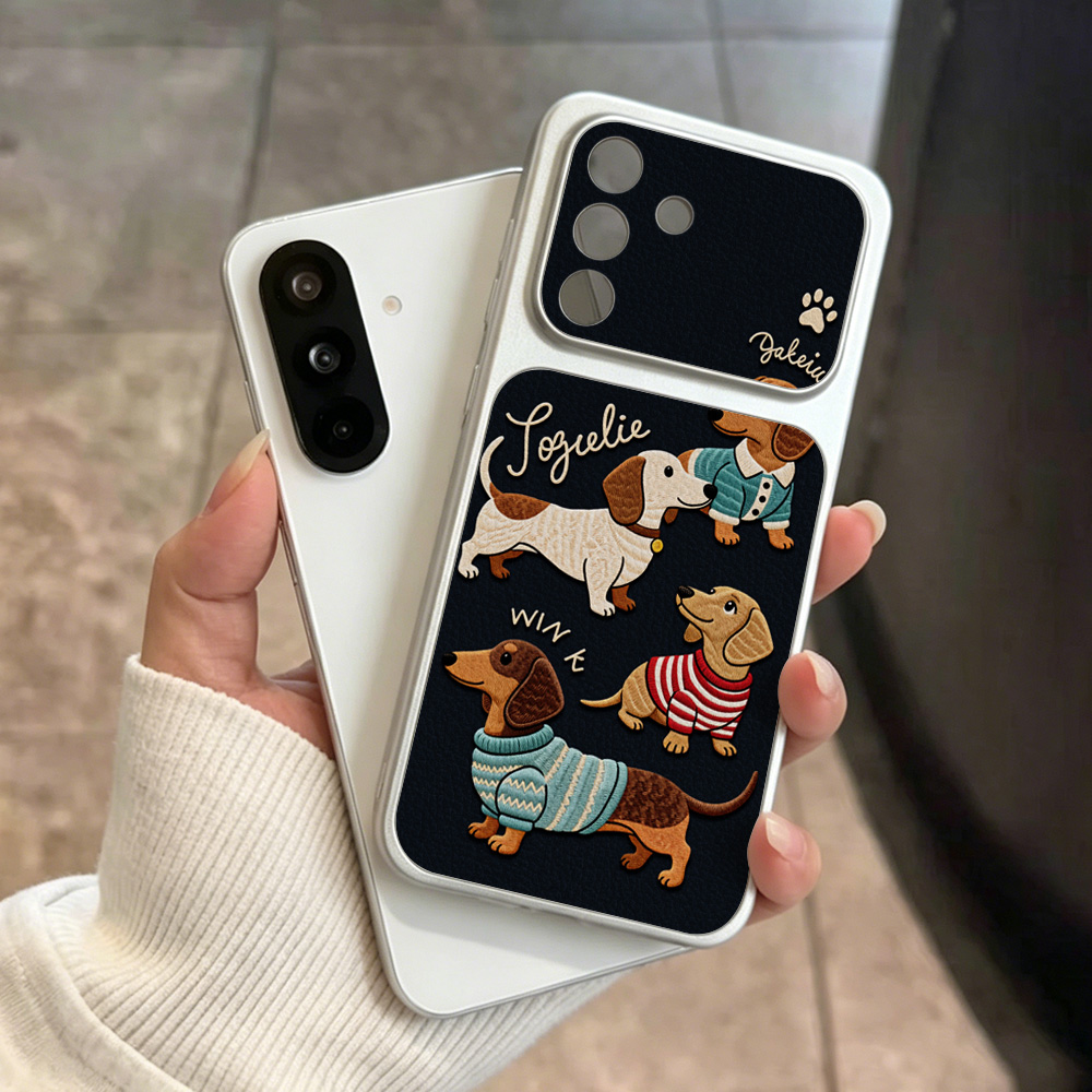 Cartoon Dachshund Phone Case F - Camera Strap Leather recension och pris